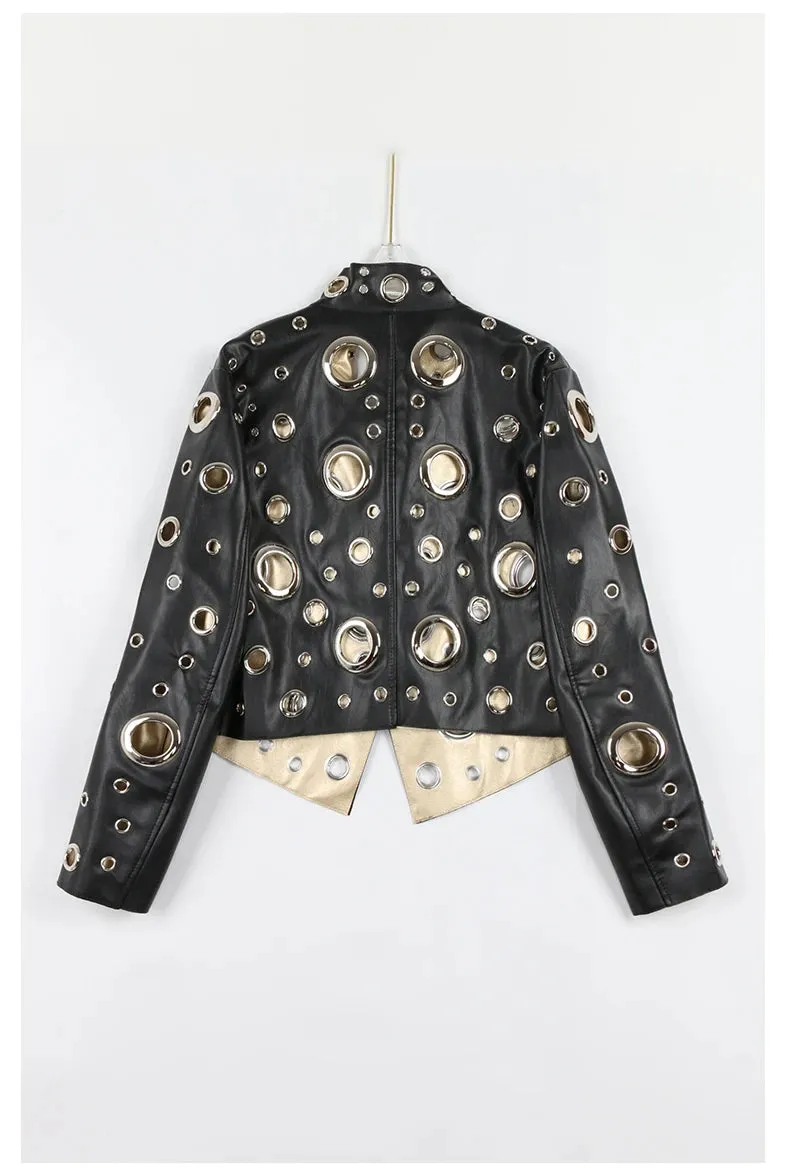 Women's Cropped Faux Leather Biker Jacket