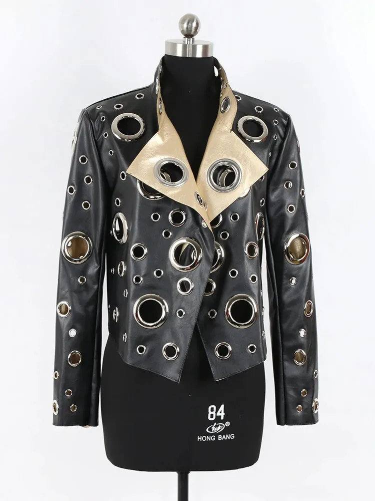 Women's Cropped Faux Leather Biker Jacket