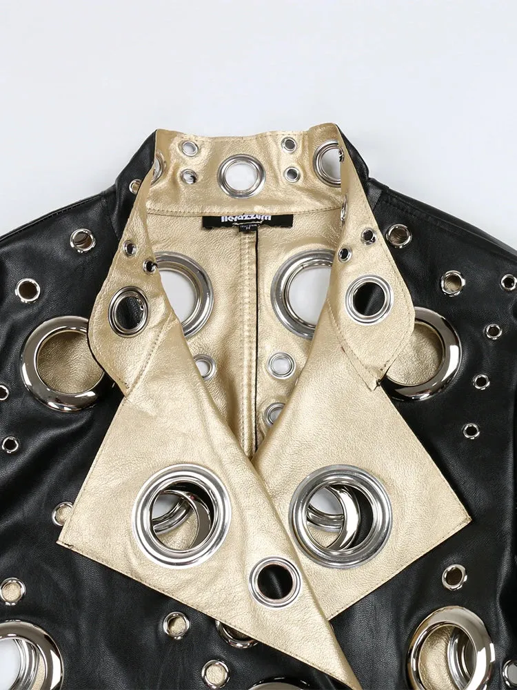 Women's Cropped Faux Leather Biker Jacket