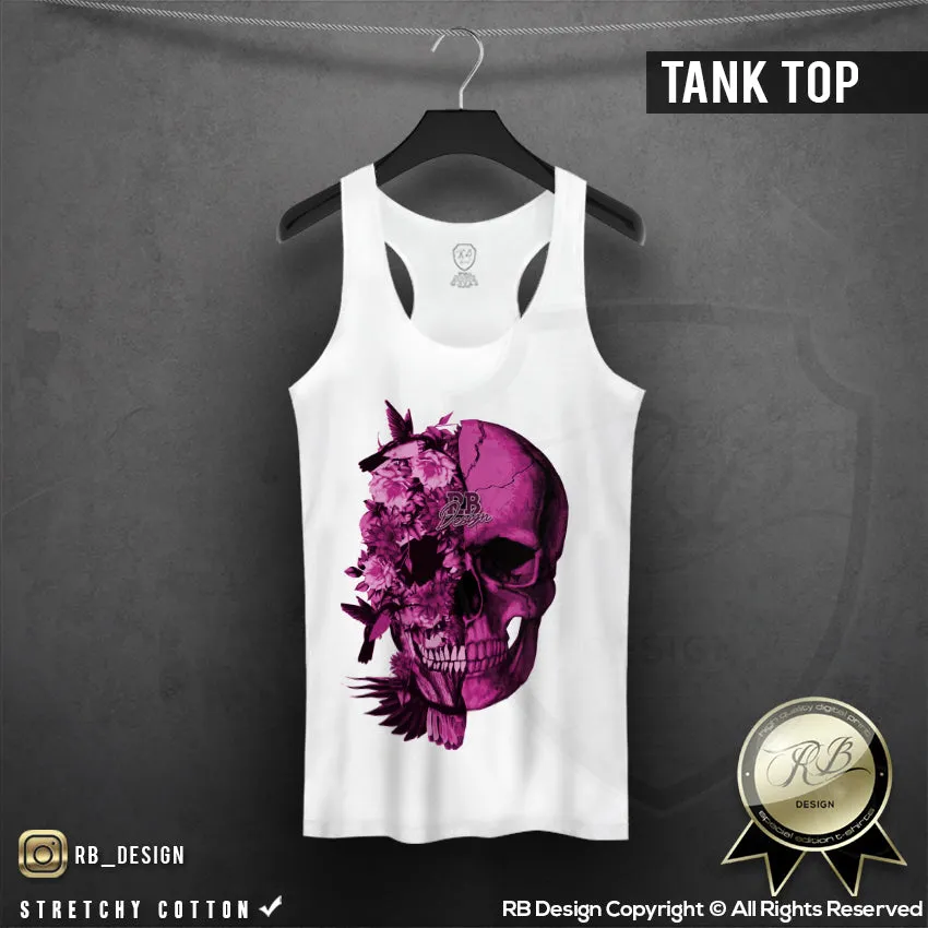 Womens Designer Skull T-shirt Ladies Flowers Skeleton Top WD209