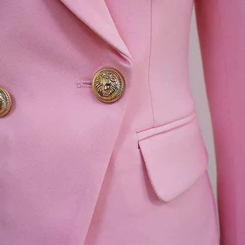 Women's Pink Coats & Jacket Long Sleeves Blazer Breasted Coat