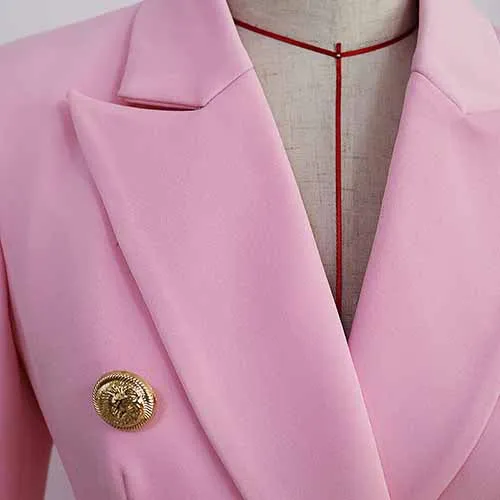 Women's Pink Coats & Jacket Long Sleeves Blazer Breasted Coat