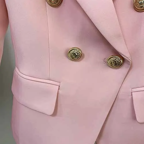 Women's Pink Coats & Jacket Long Sleeves Blazer Breasted Coat