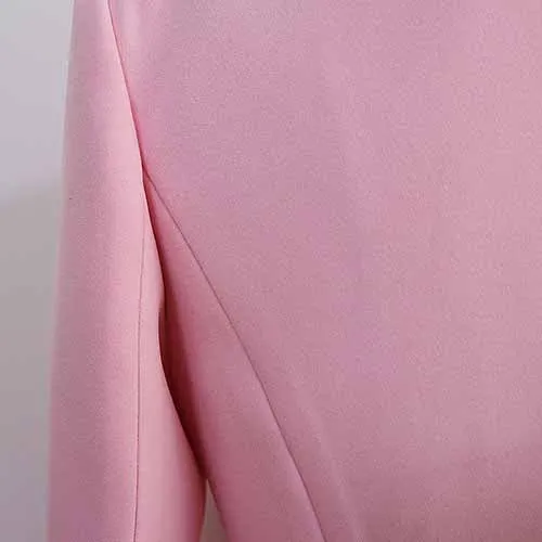 Women's Pink Coats & Jacket Long Sleeves Blazer Breasted Coat