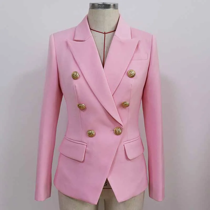 Women's Pink Coats & Jacket Long Sleeves Blazer Breasted Coat