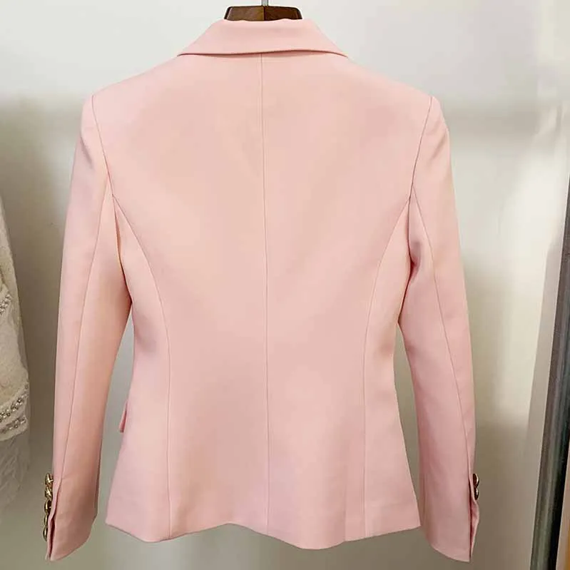 Women's Pink Coats & Jacket Long Sleeves Blazer Breasted Coat