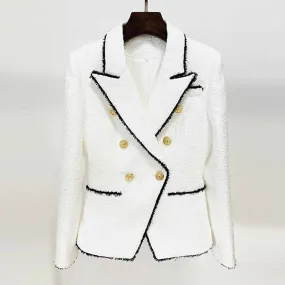 Womens White Blazer Fitted Long Sleeve Outwear Coat