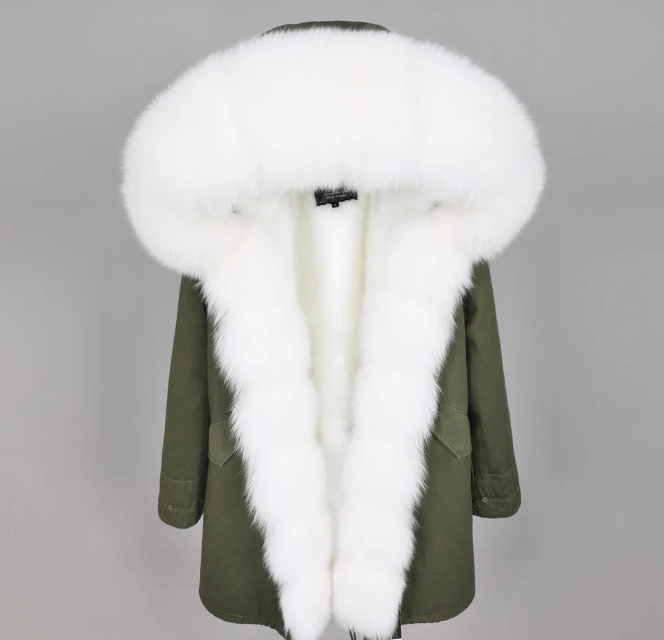 Women's Winter Casual Thick Hooded Parka With Detachable Fox Fur