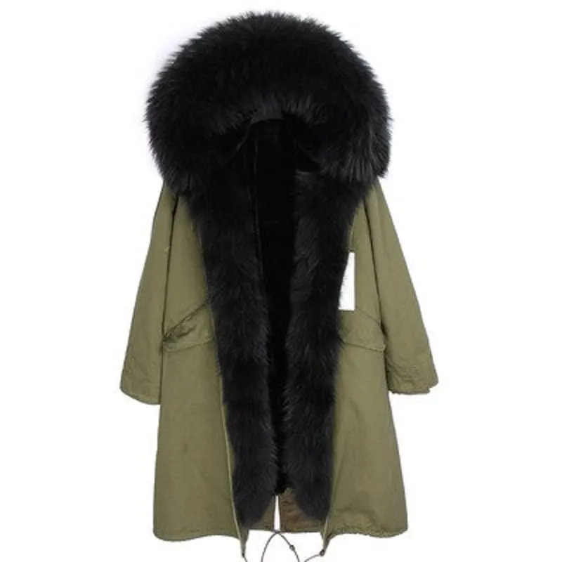 Women's Winter Casual Warm Slim Long Parka With Raccoon Fur