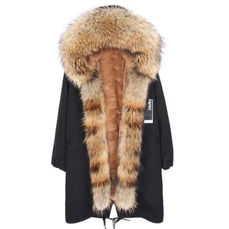 Women's Winter Casual Warm Slim Long Parka With Raccoon Fur