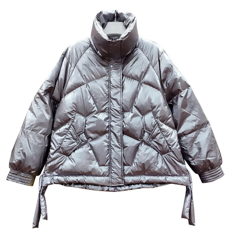 Women's Winter Warm Short Glossy Parka With Pockets