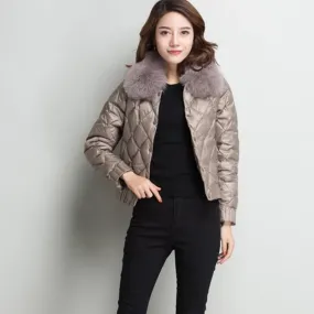 Women's Winter Warm Slim Short Parka With Pockets