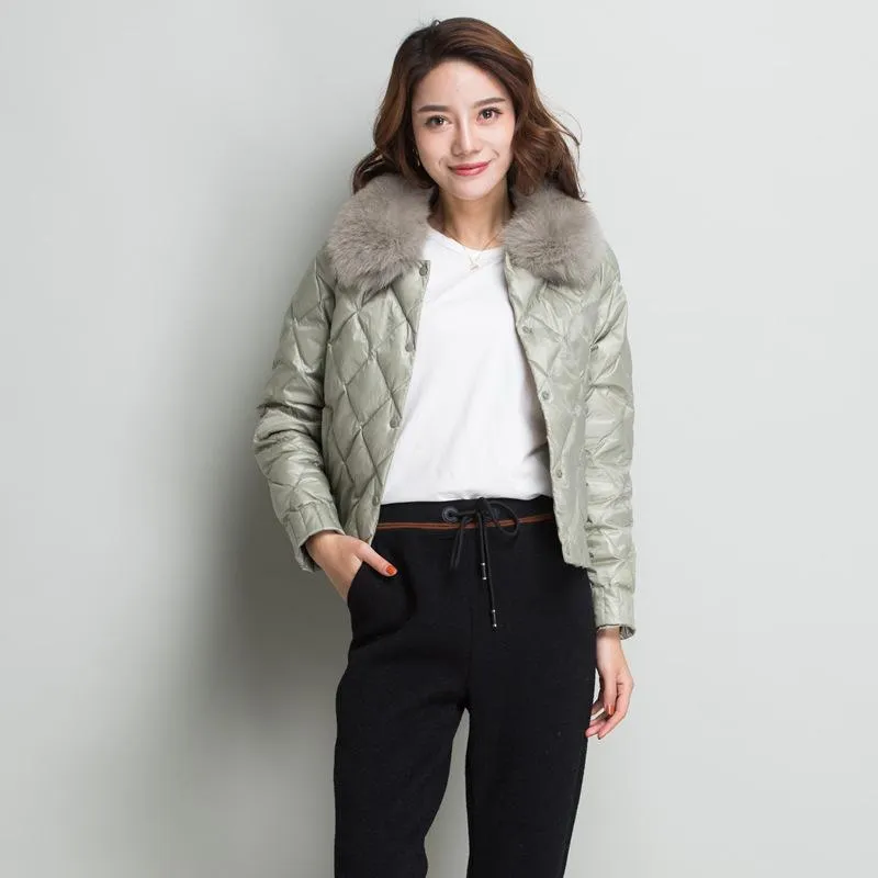 Women's Winter Warm Slim Short Parka With Pockets