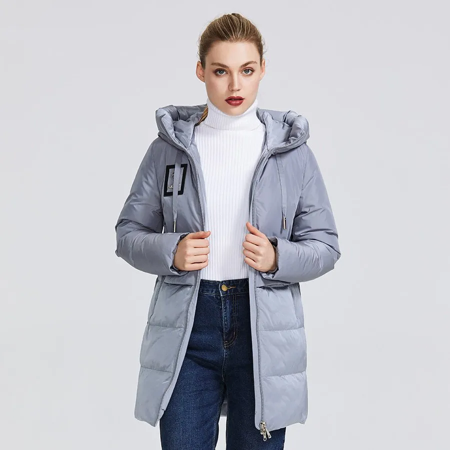 Women's Winter Wind-Resistant Hooded Polyester Parka