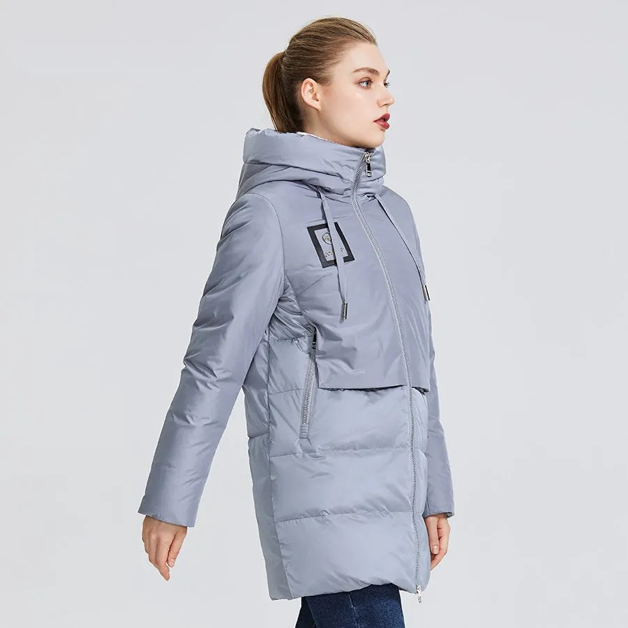 Women's Winter Wind-Resistant Hooded Polyester Parka