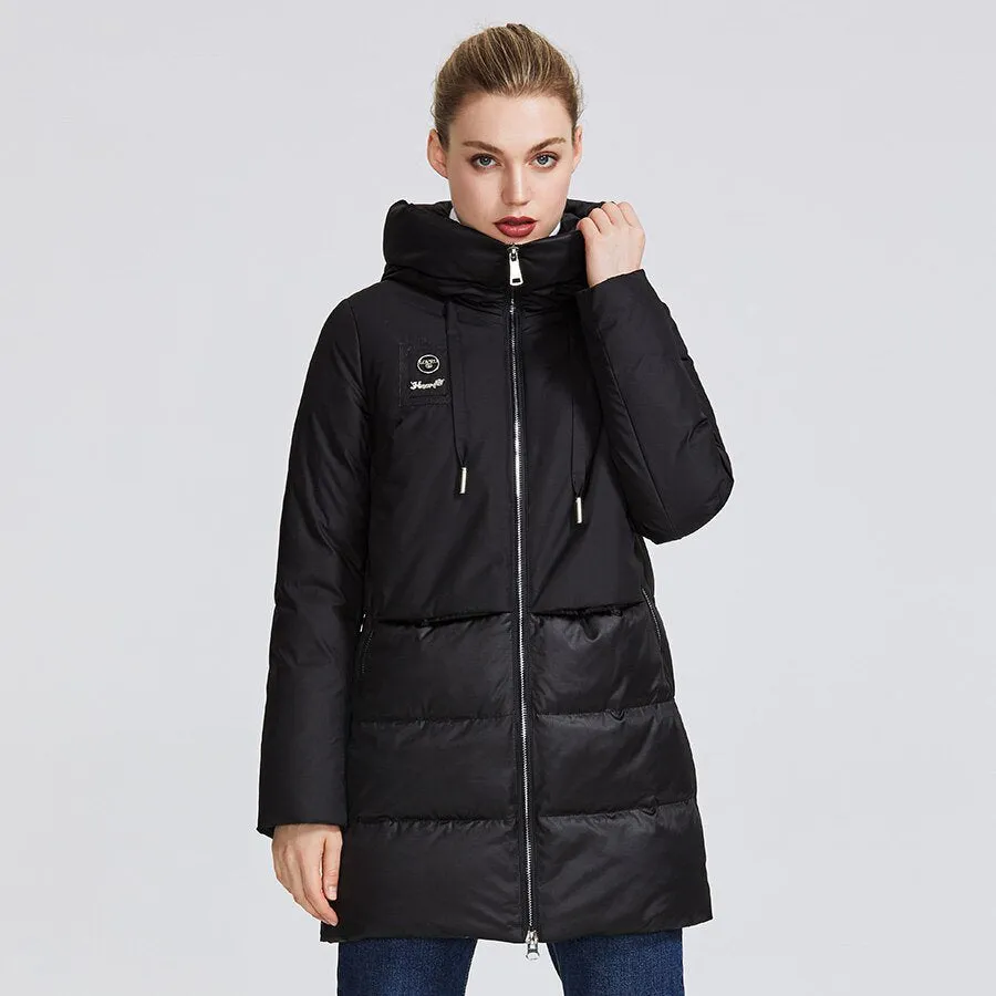 Women's Winter Wind-Resistant Hooded Polyester Parka