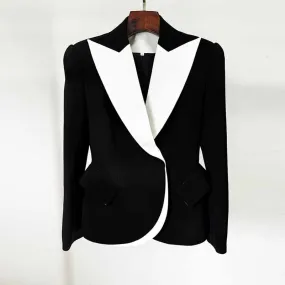 Womne's Black / White Jacket 2 patch Pockets Blazer