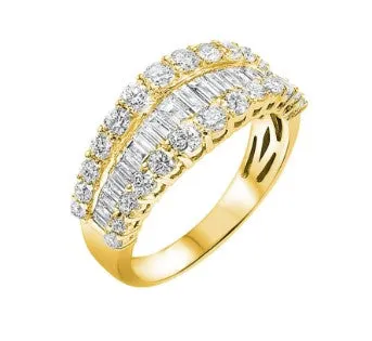 Yellow Gold Diamond Baguettes and Rounds Fashion Ring