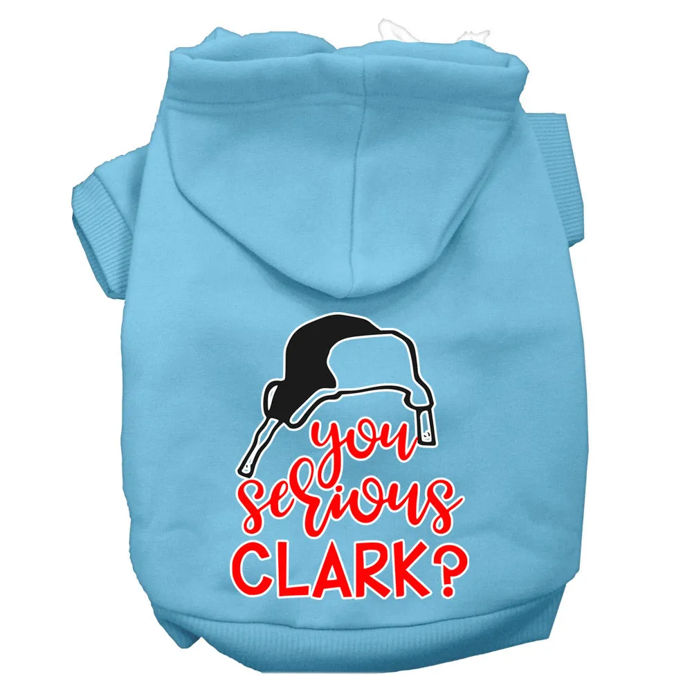 You Serious Clark? Screen Print Dog Hoodie Baby Blue M